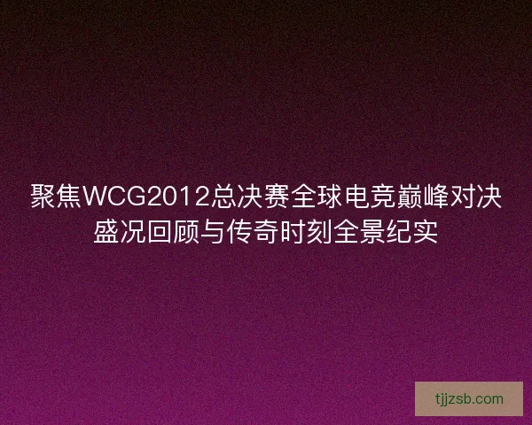 聚焦WCG2012总决赛全球电竞巅峰对决盛况回顾与传奇时刻全景纪实